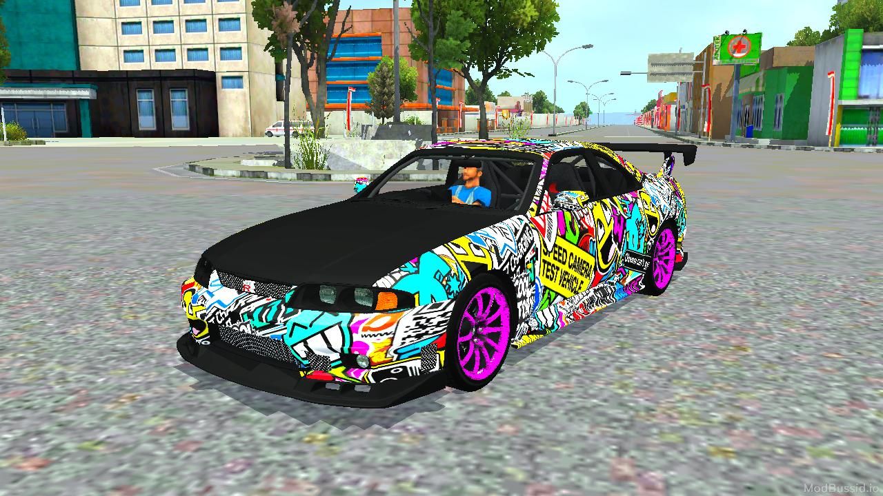 Download Mod Bussid Nissan Skyline GTR Sticker Bomb
