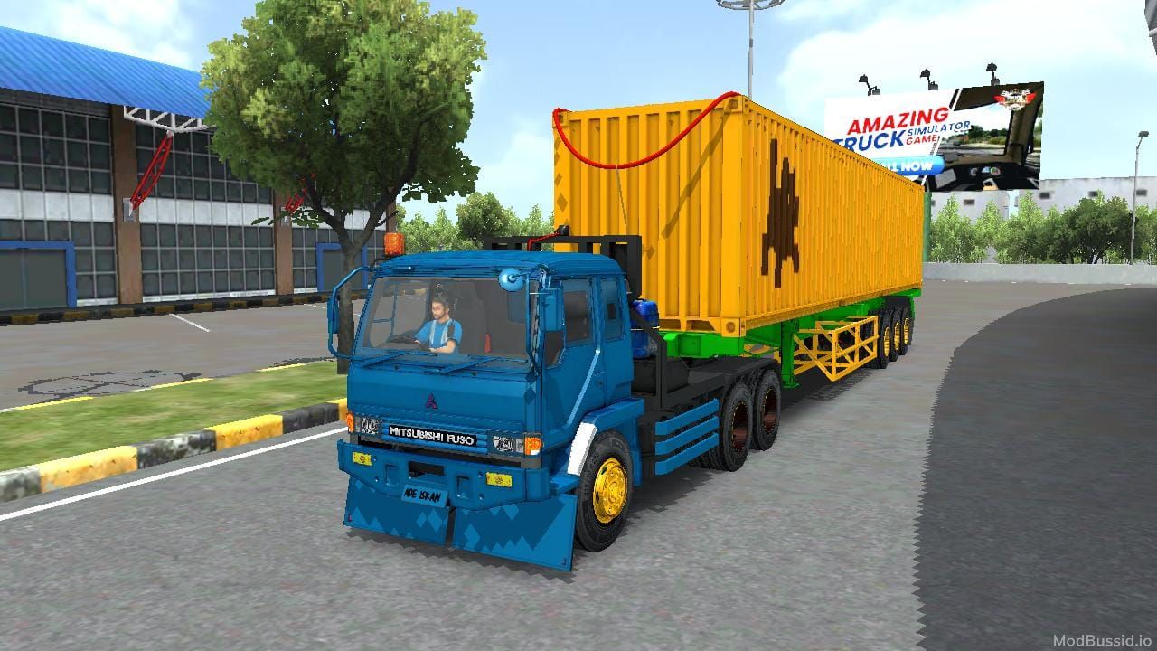 Download Mod Bussid Mitsubishi Fuso FN Trailer Kontainer