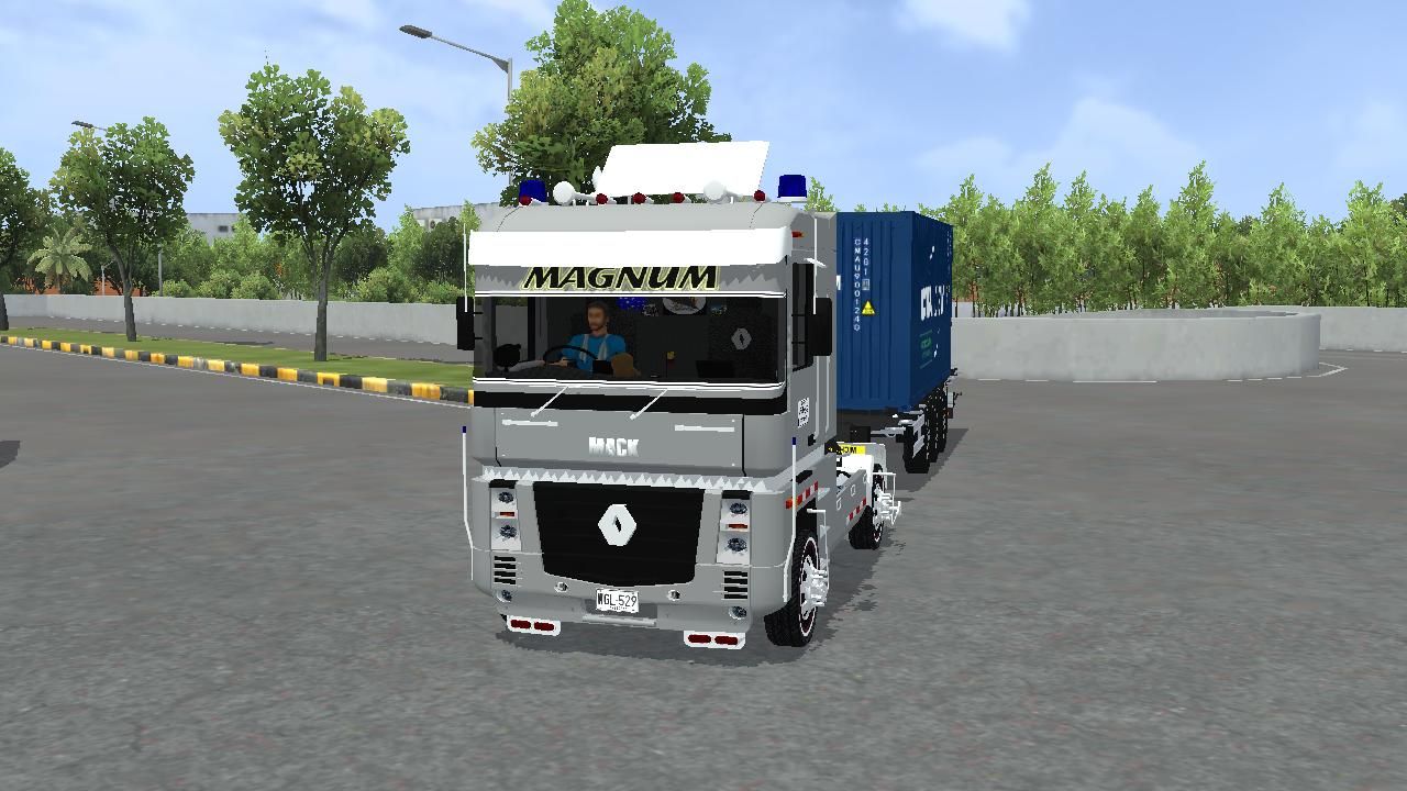 Download Mod Bussid Truck Renault Magnum Container Trailer for Bus Simulator Indonesia